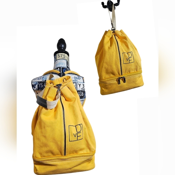 DvF Diane vonFurstenberg Yellow Canvas Convertible Bag Backpack - Picture 1 of 14